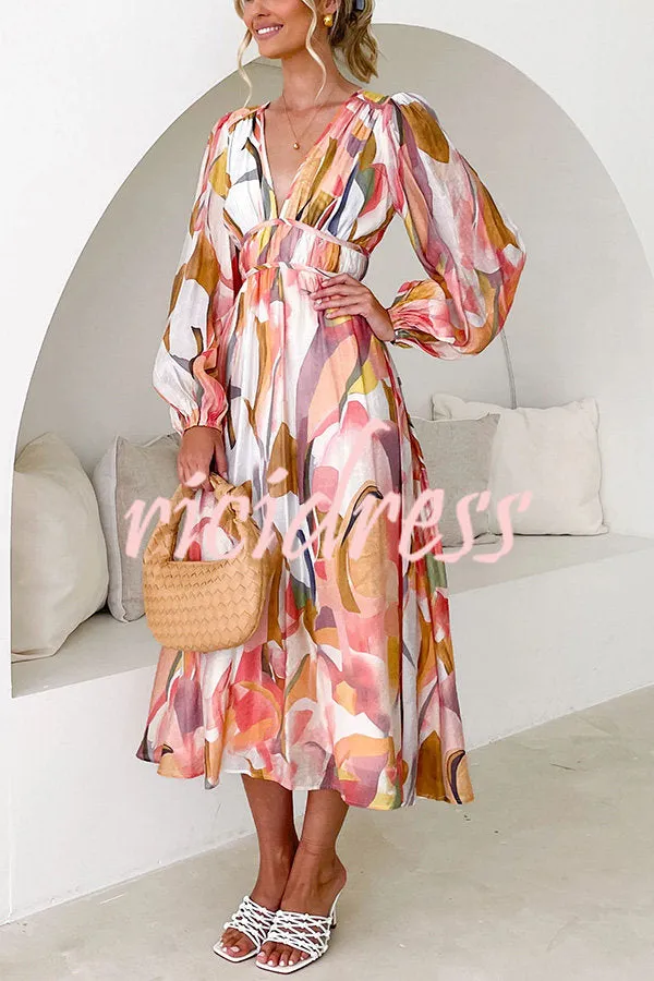 Eclipse Season Printed Long Sleeve Flowy Maxi Dress