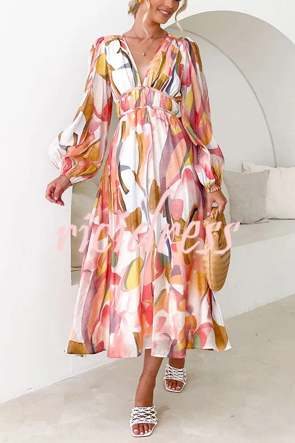 Eclipse Season Printed Long Sleeve Flowy Maxi Dress