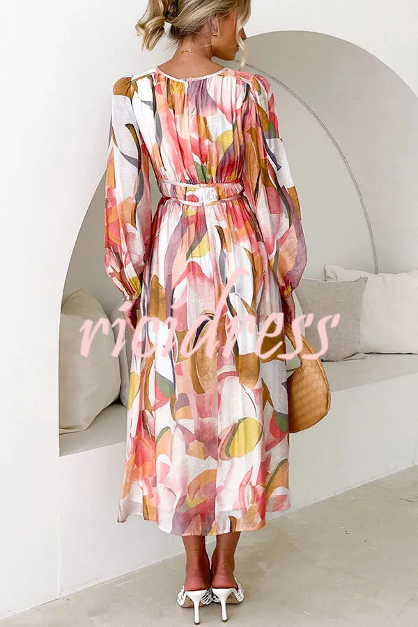Eclipse Season Printed Long Sleeve Flowy Maxi Dress