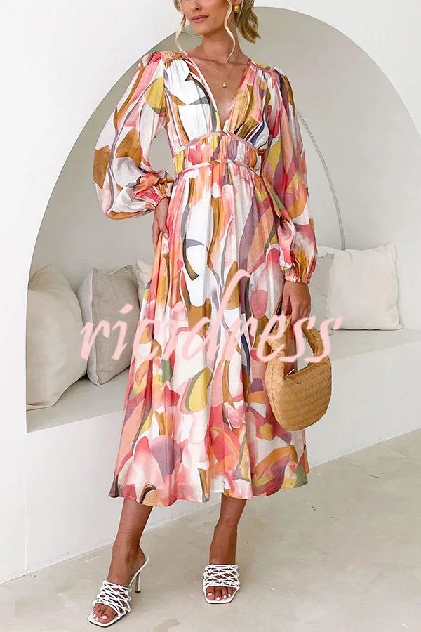 Eclipse Season Printed Long Sleeve Flowy Maxi Dress