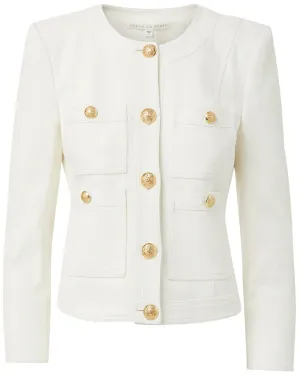 Ecru Collarless Ferazia Jacket