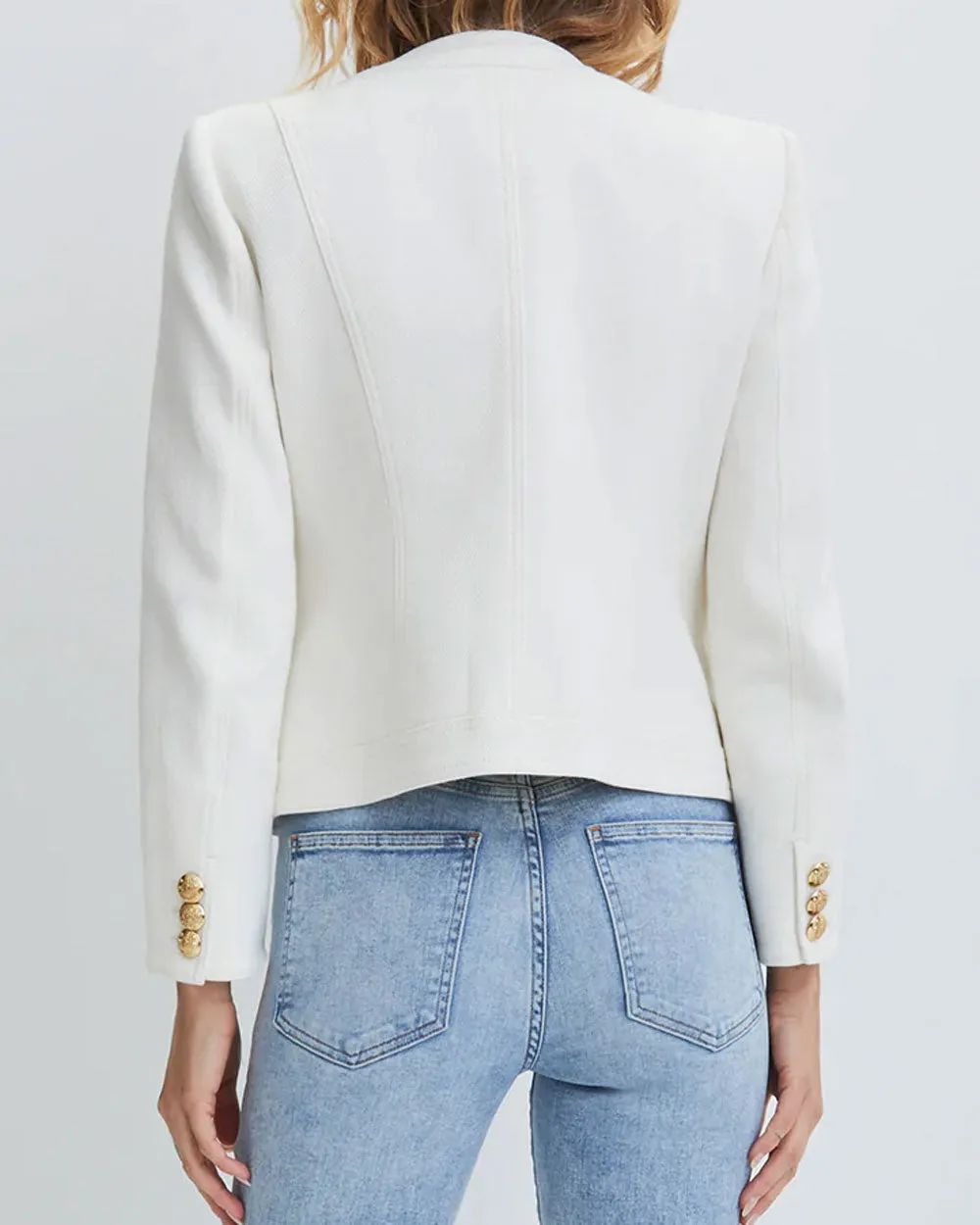 Ecru Collarless Ferazia Jacket