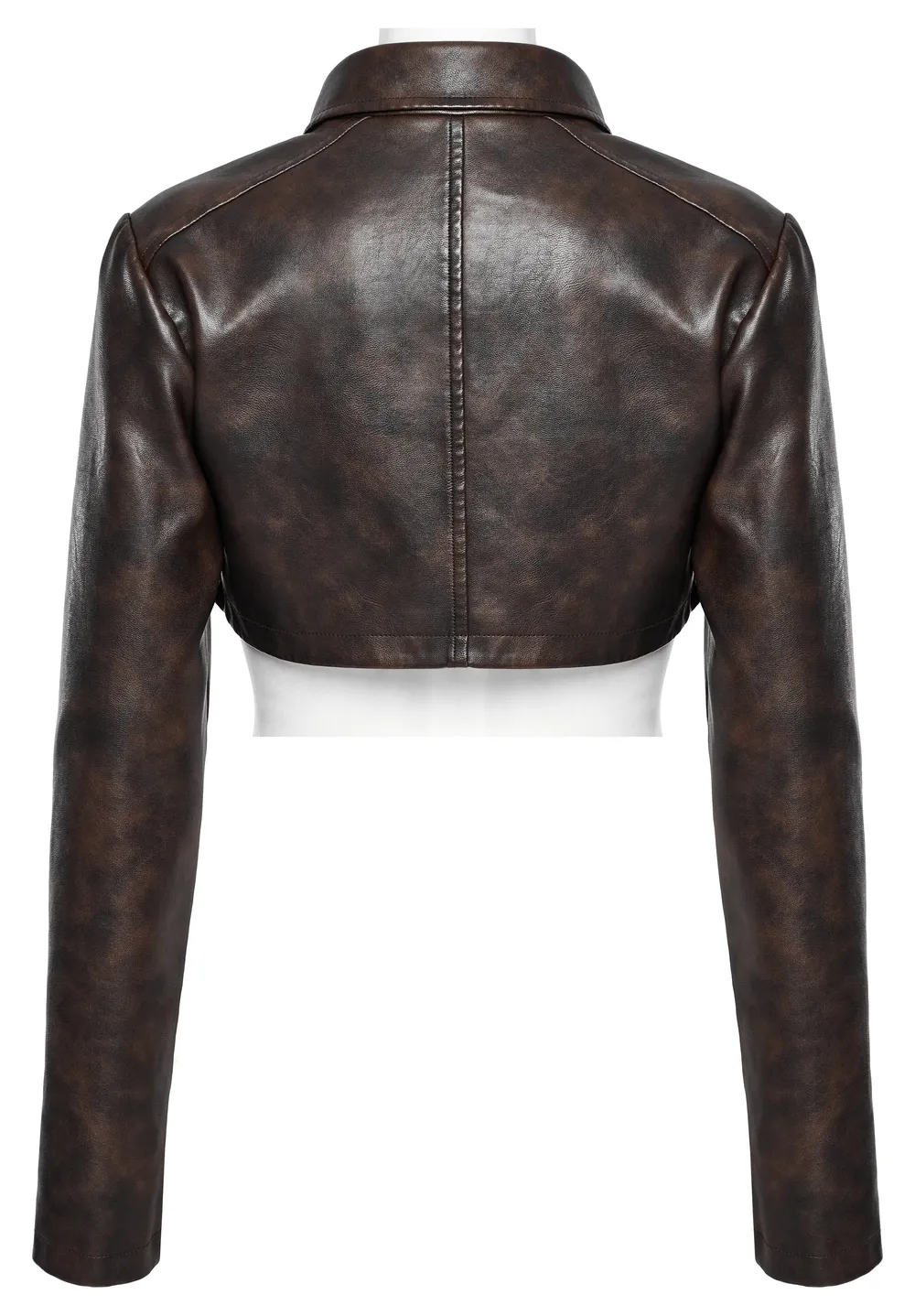Edgy Faux Leather Punk Crop Jacket with Spikes