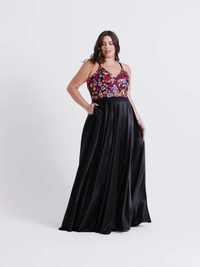Faviana Floral A-Line Prom Dress 9558