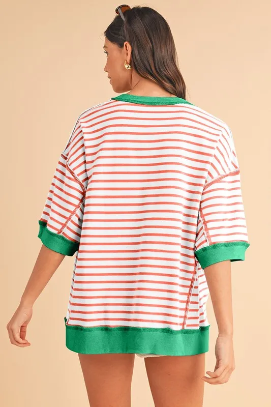 For The Road Stripe Oversized Top