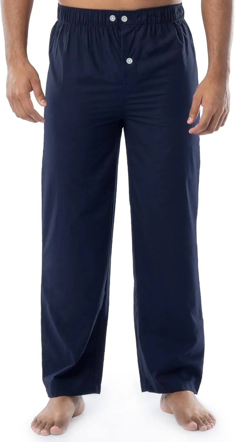 Fruit of the Loom mens Broadcloth Short Sleeve Top and Long Pants Pajama Set