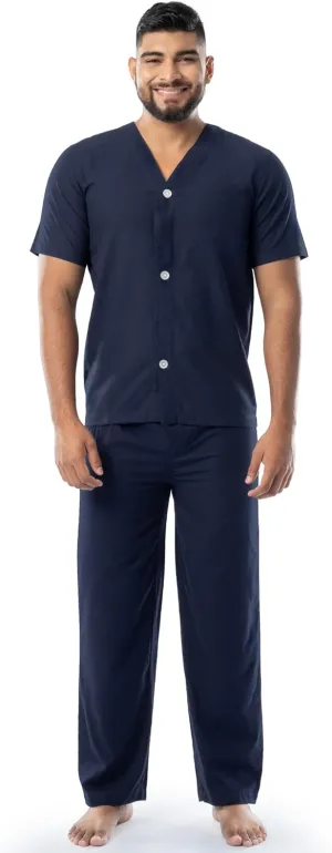 Fruit of the Loom mens Broadcloth Short Sleeve Top and Long Pants Pajama Set