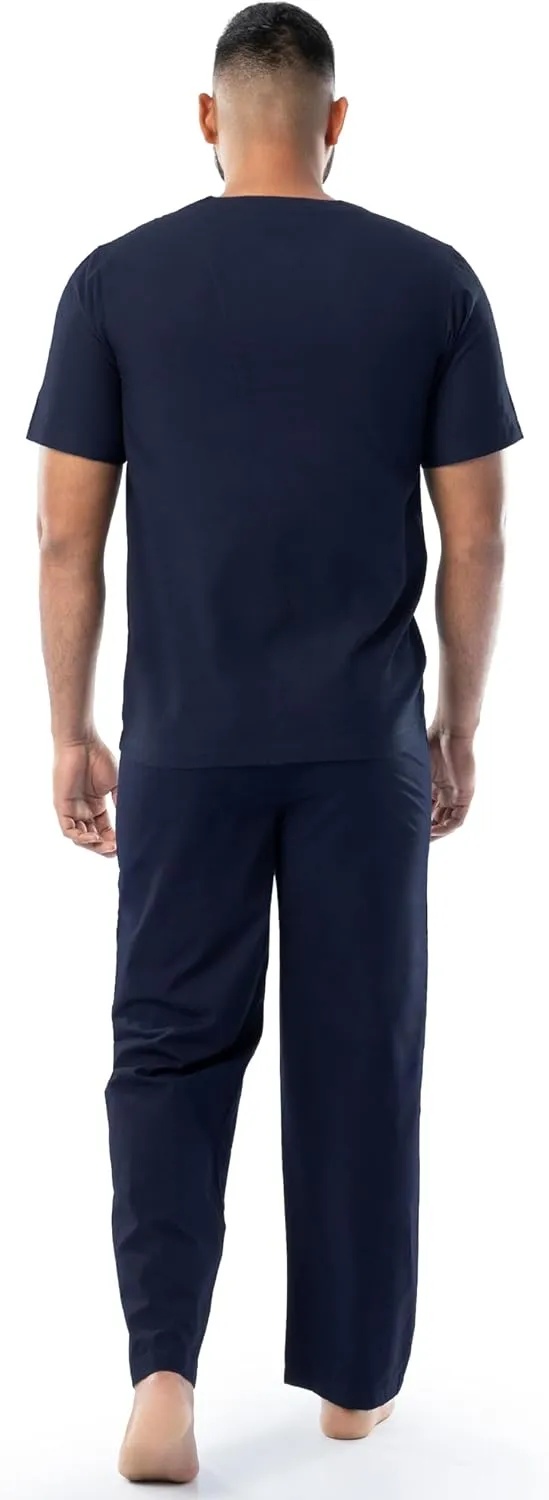 Fruit of the Loom mens Broadcloth Short Sleeve Top and Long Pants Pajama Set