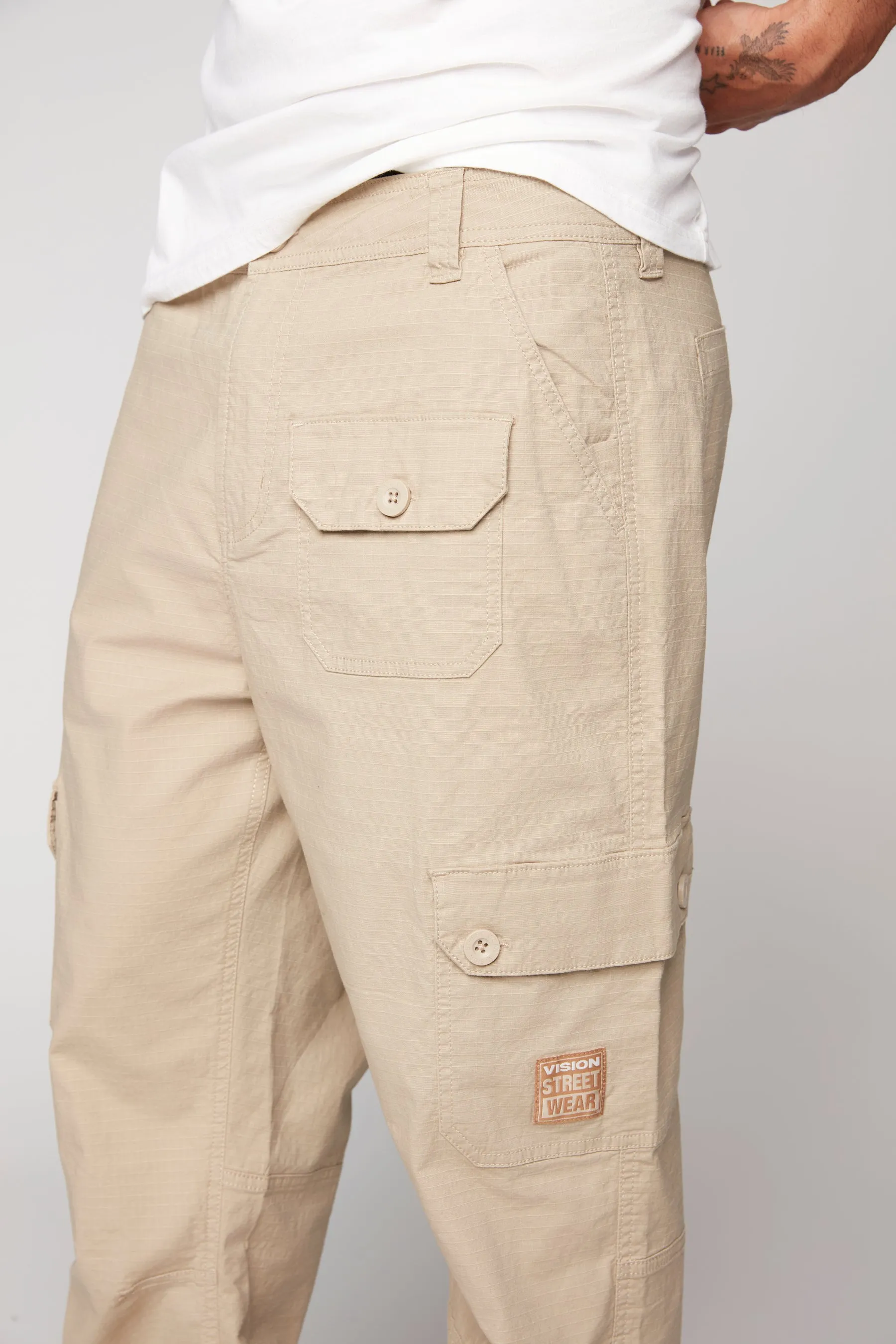 GELFAND - Loose Fit Cargo Pant with Adjustable Hems - Tan Ripstop