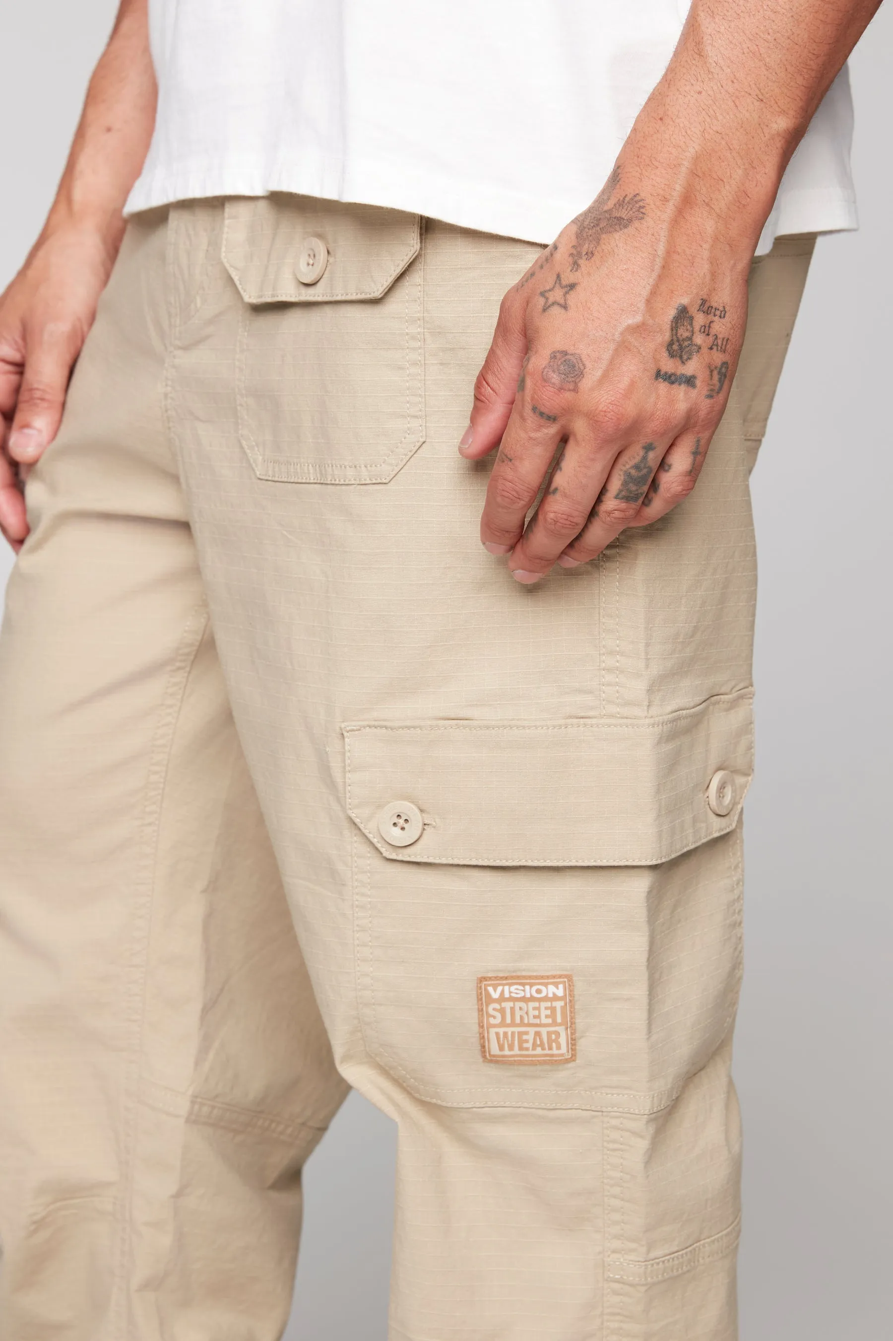 GELFAND - Loose Fit Cargo Pant with Adjustable Hems - Tan Ripstop