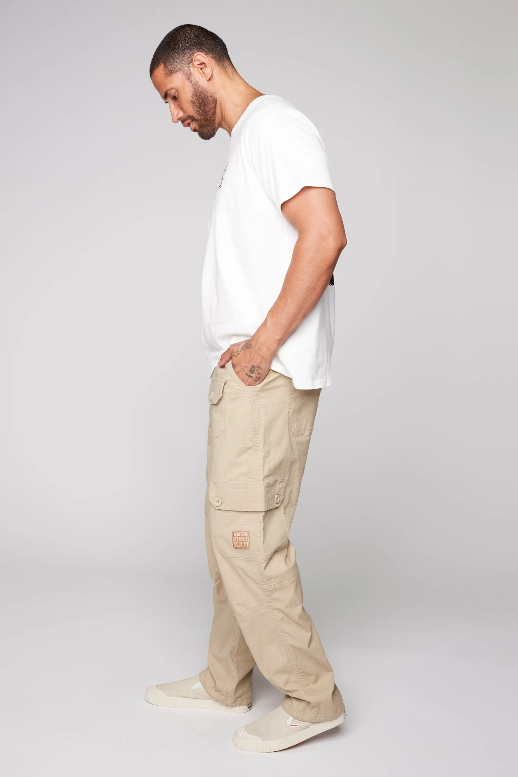 GELFAND - Loose Fit Cargo Pant with Adjustable Hems - Tan Ripstop