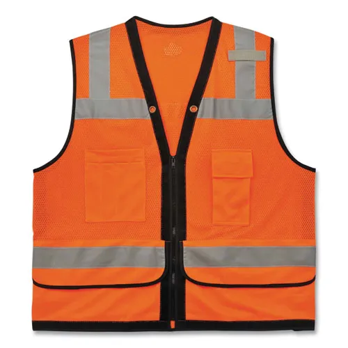 Glowear 8253hdz Class 2 Heavy-duty Mesh Surveyors Vest, Polyester, 2x-large/3x-large, Orange, Ships In 1-3 Business Days
