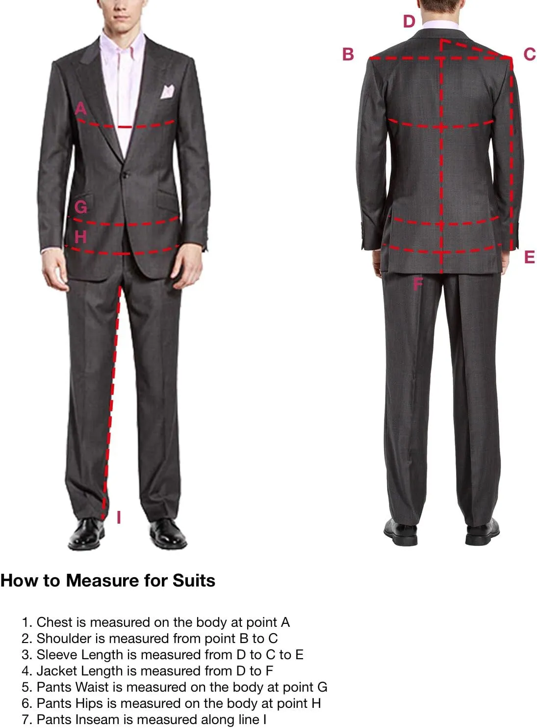 HBDesign Men Flat Collar Solid Color 1 Button 2 Piece Dress Suits (Jacket Pants)