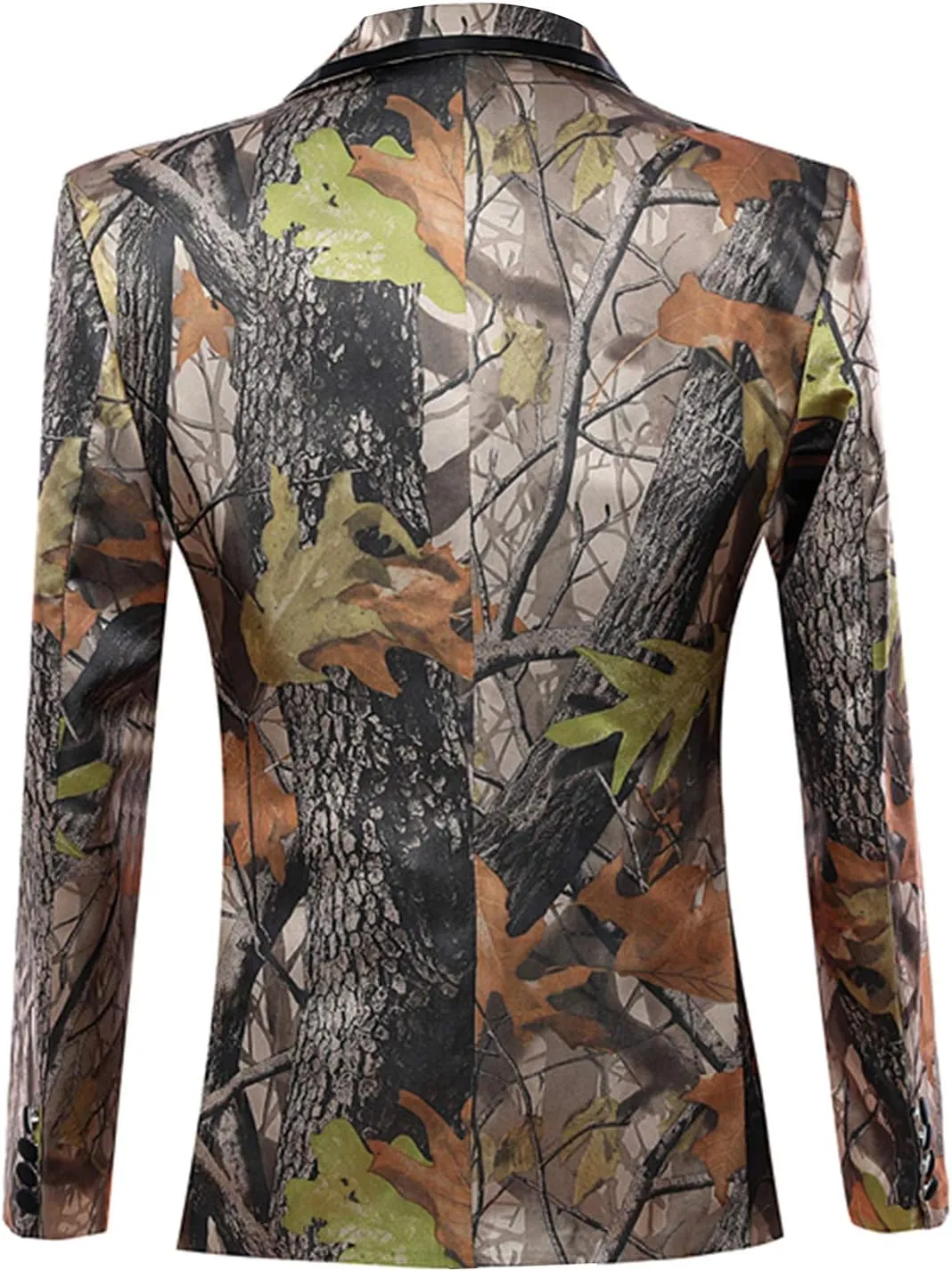 HBDesign Mens 3 Piece 2 Button Without Black Trim Camouflage Suits (Jacket Vest Pants)