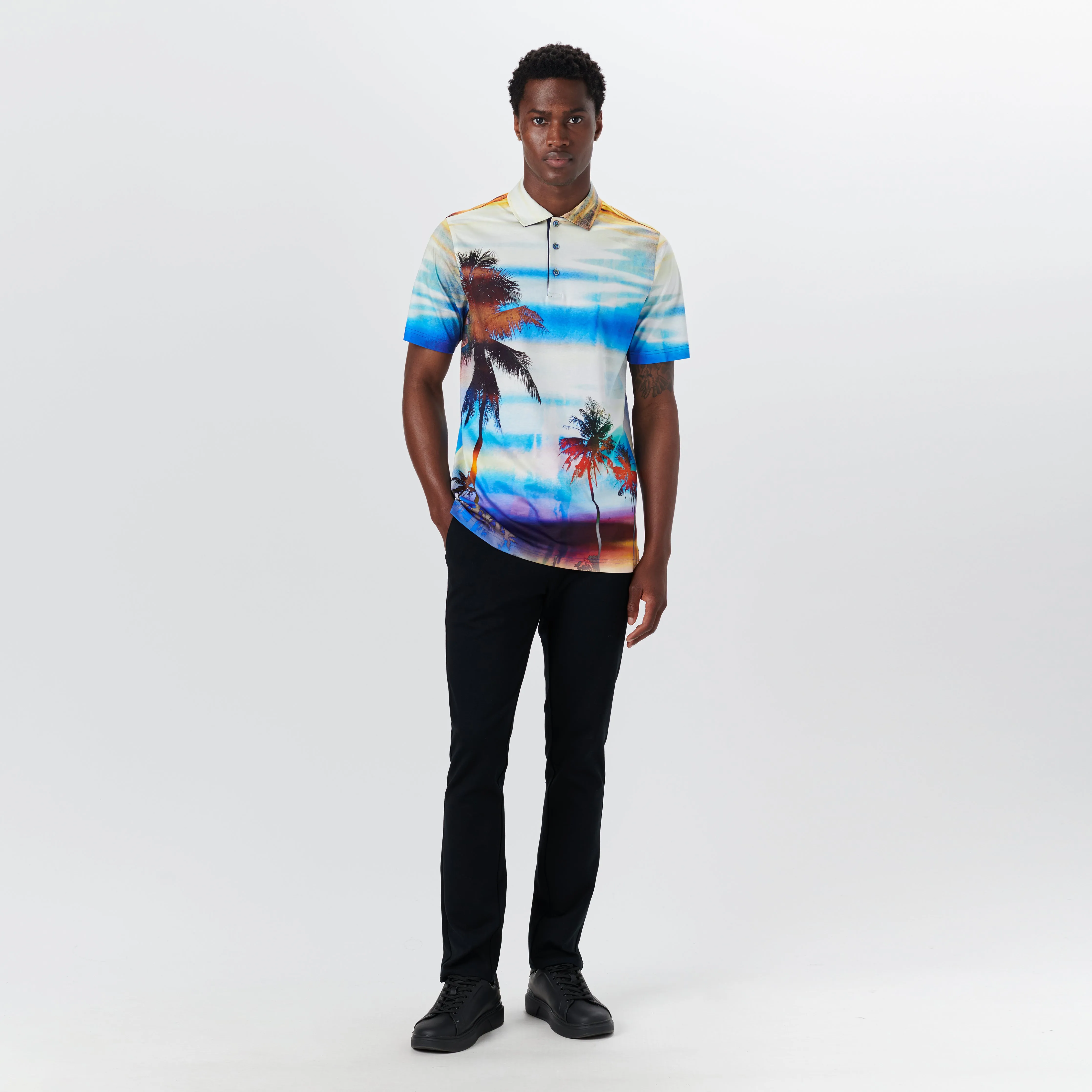 Hendrix Palm Tree Print Polo