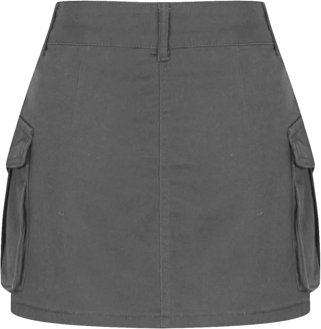 HGps8w Women Girls High Waisted Cargo Skirt 2025 Summer Button Bodycon Y2K Mini Denim Skirt with Flap Pockets