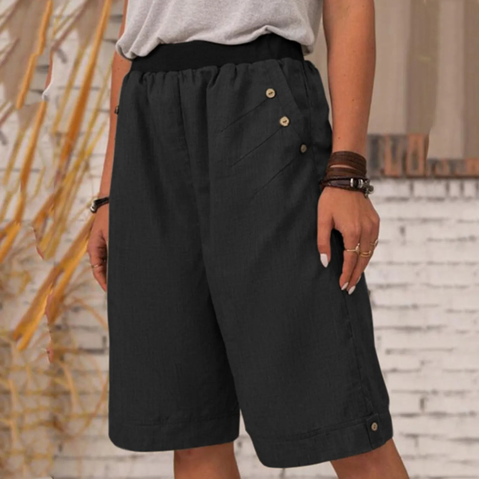JuliaFashion - 2024 Soft Loose Knee-Length Sweatpants Short