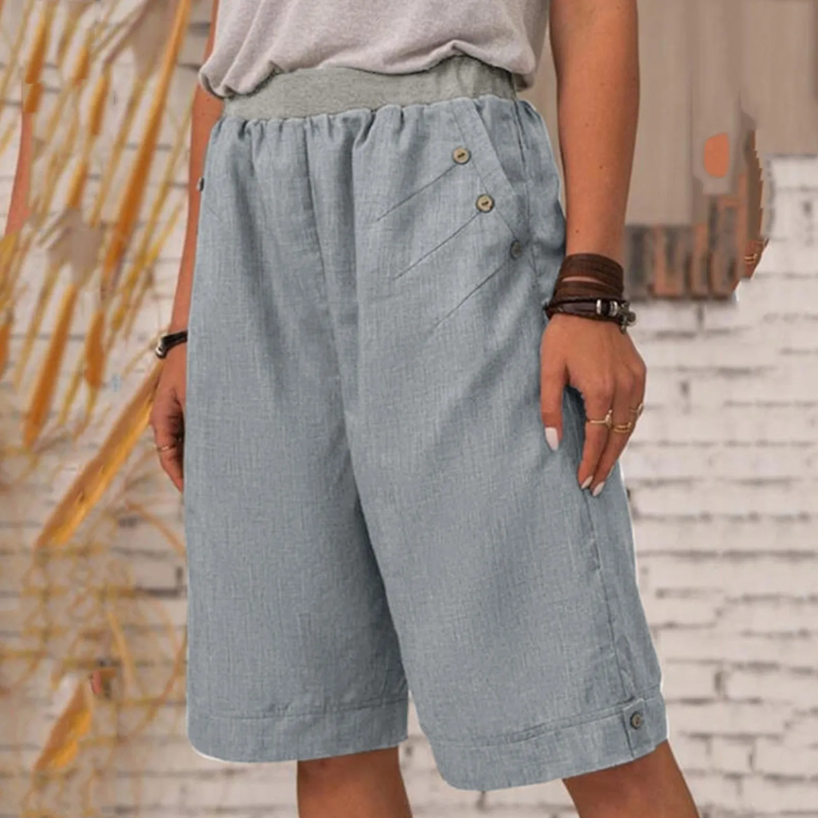JuliaFashion - 2024 Soft Loose Knee-Length Sweatpants Short