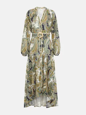 Kadar printed linen midi dress