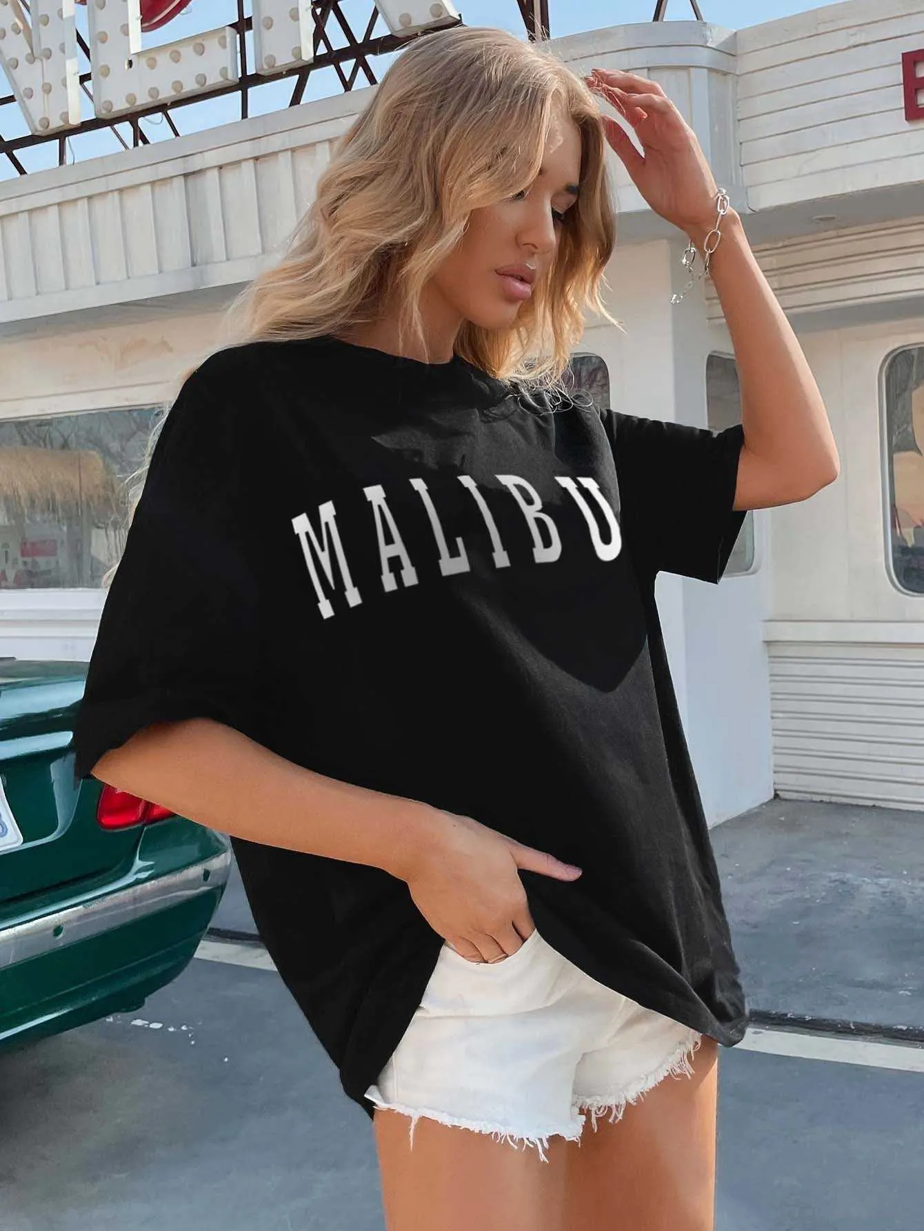 KittenAlarm - Letter Graphic Drop Shoulder Tee