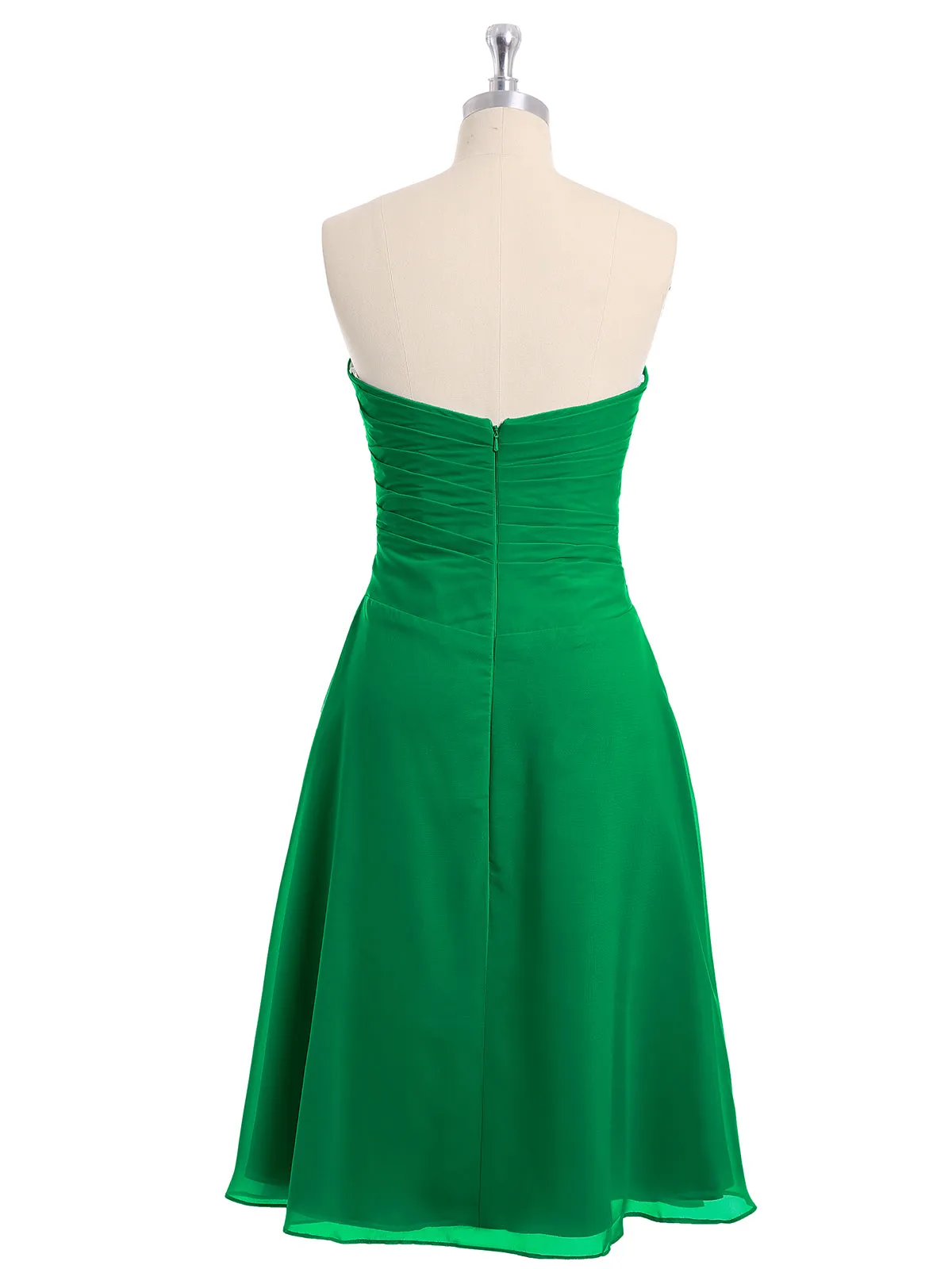 Knee Length Chiffon Dress with Sweetheart Neck-Emerald Plus Size
