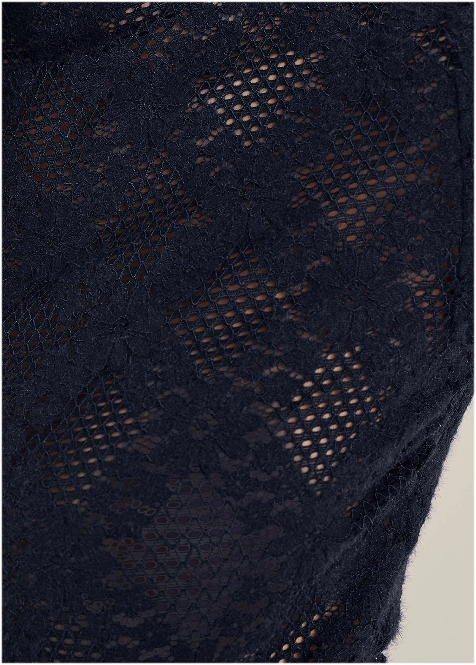 Lace Mock Neck Top - Navy