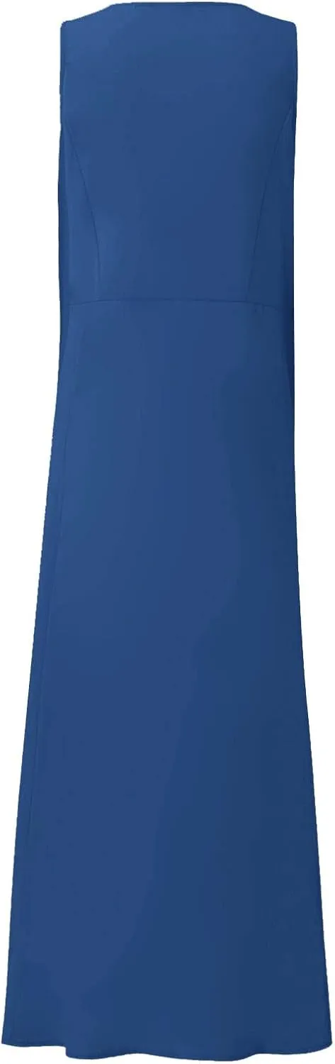 Linen Summer Dresses for Women 2025 Plus Size Maxi Flowy Sleeveless Sun Dress Beach Boho Casual Sundresses with Pockets