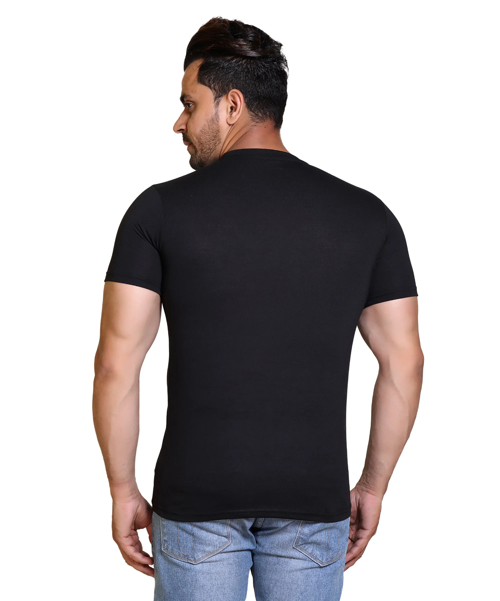Men Never Give Up Cotton Blend Round Neck Half Sleeves T-Shirt