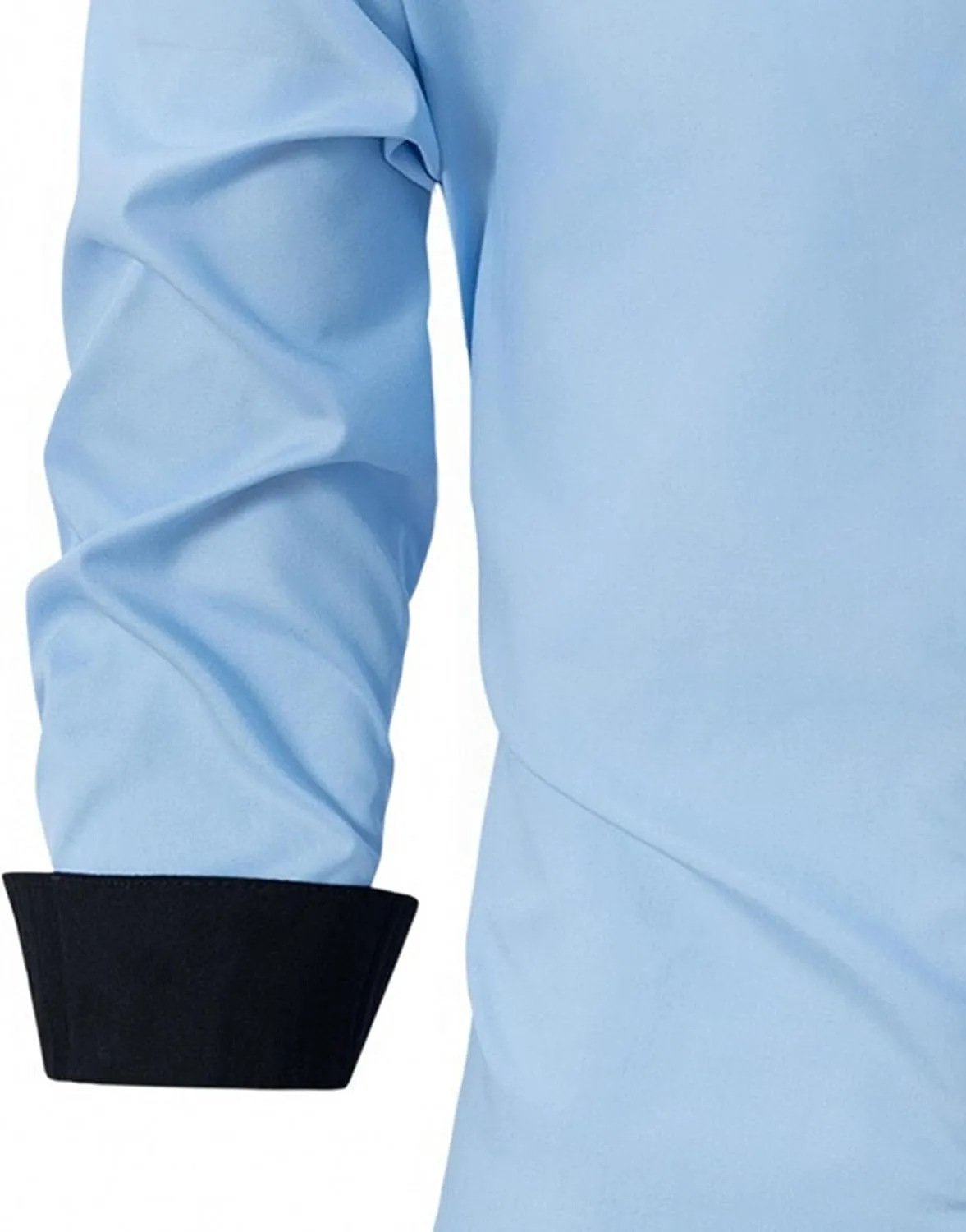 Men's Contrast Slim Long Sleeve Shirt Fit Casual Button Down Dress Shirt Collar Fashion Wrinkle-Resistant Shirt