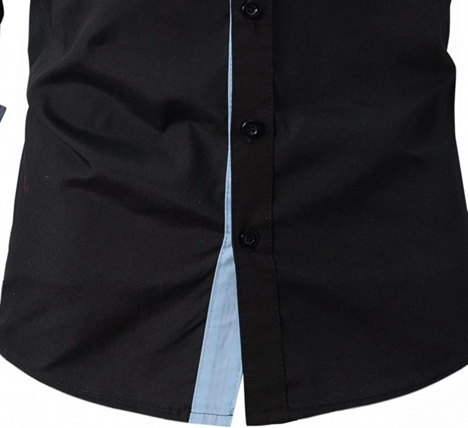 Men's Contrast Slim Long Sleeve Shirt Fit Casual Button Down Dress Shirt Collar Fashion Wrinkle-Resistant Shirt
