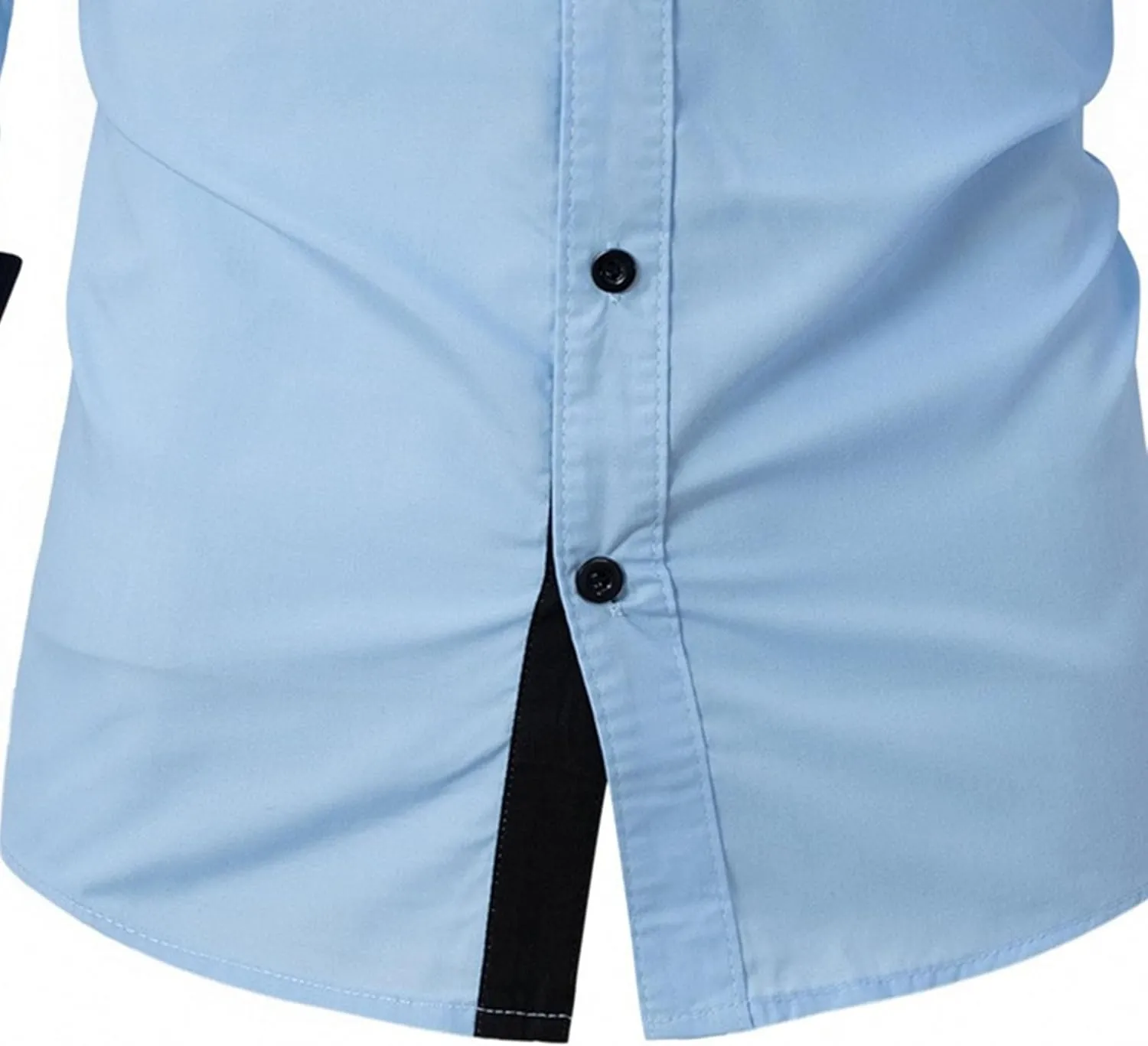 Men's Contrast Slim Long Sleeve Shirt Fit Casual Button Down Dress Shirt Collar Fashion Wrinkle-Resistant Shirt