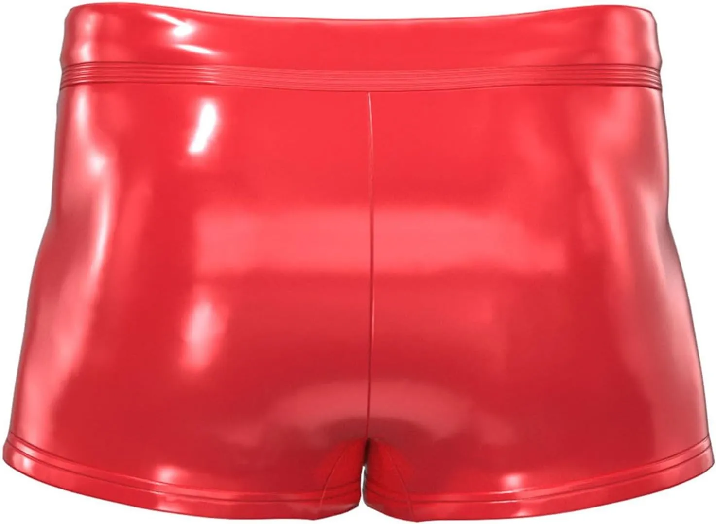 Mens Glossy Leather Zipper Button Openable Crotch Booty Shorts Pants Boxer Briefs Knickers Underwear