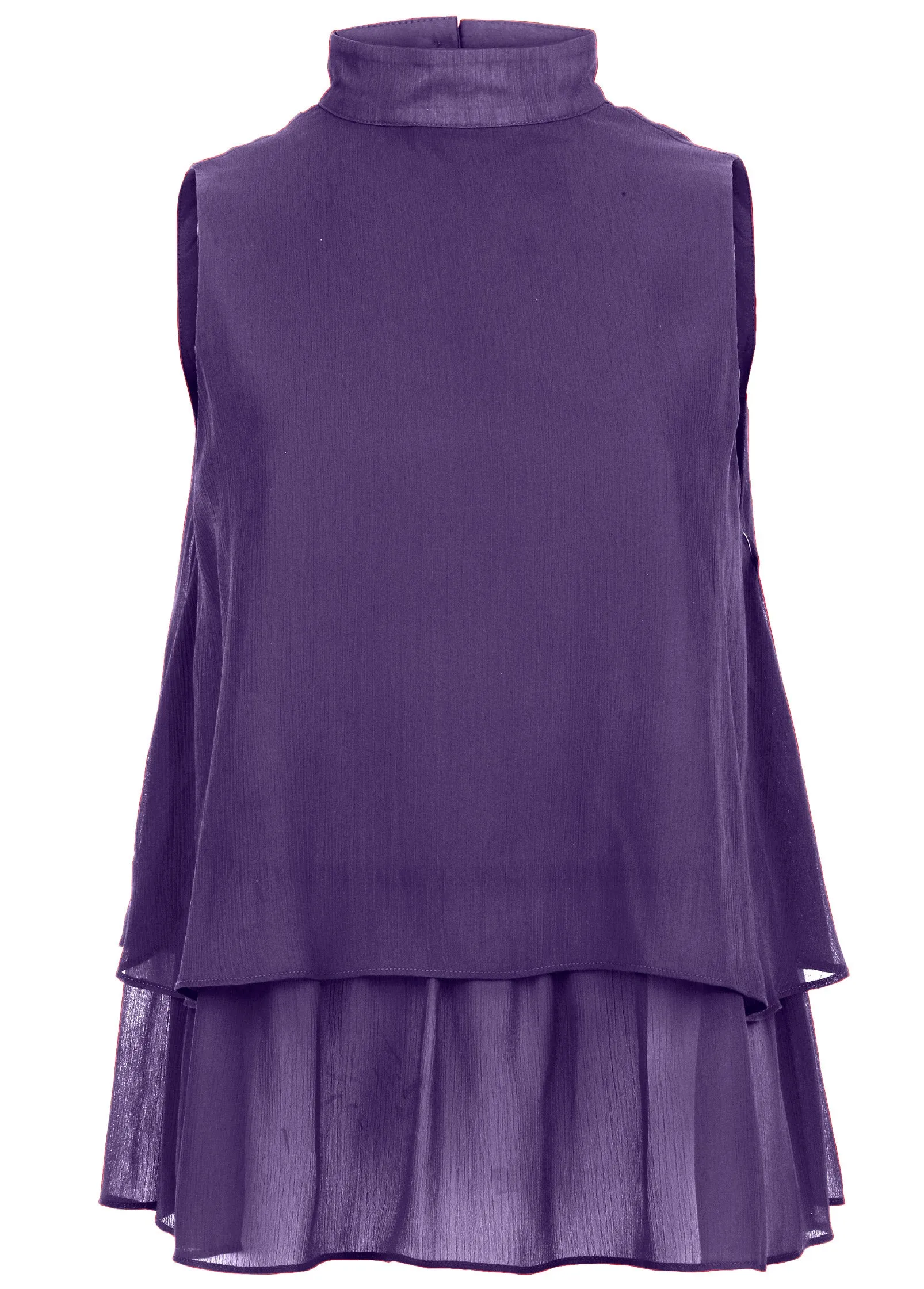 Mock Neck Tiered Top - Dark Purple