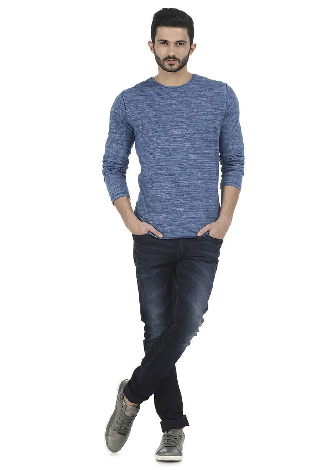 Muscle Fit Crew Neck Full Sleeve T Shirt