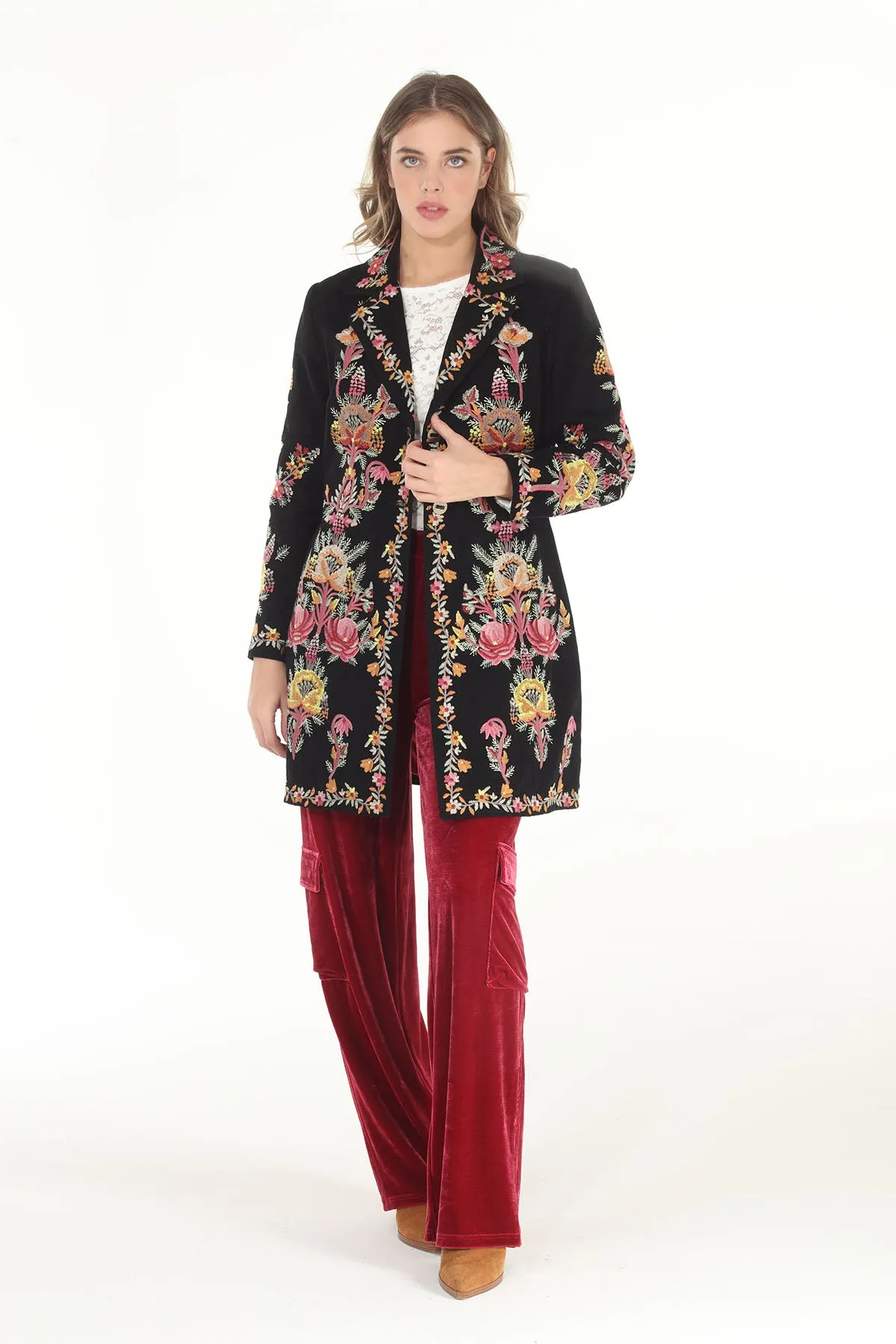 Mutted Floral Embroidered Coat