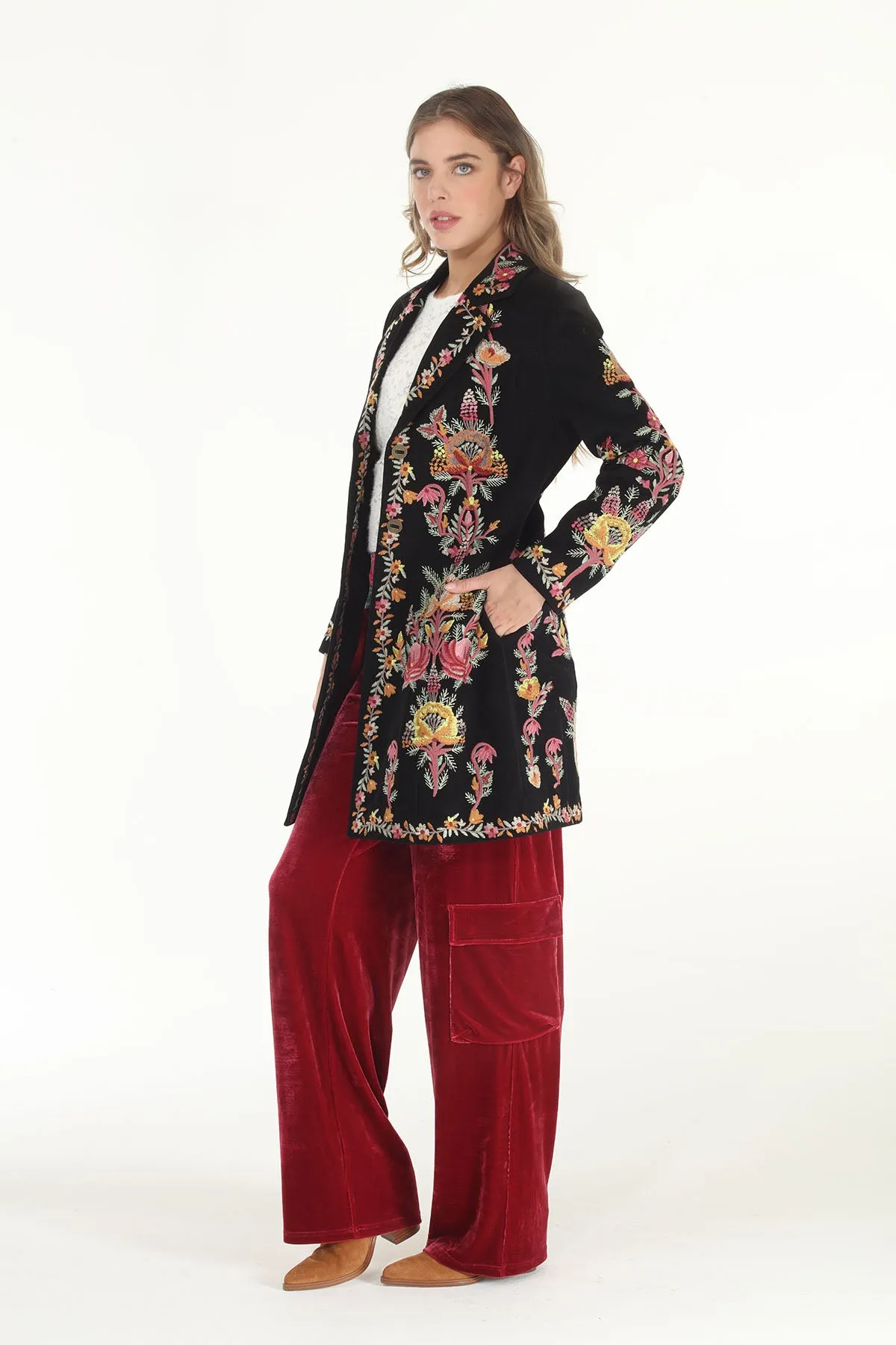 Mutted Floral Embroidered Coat