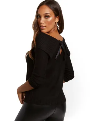 Off-The-Shoulder Bow-Back Sweater