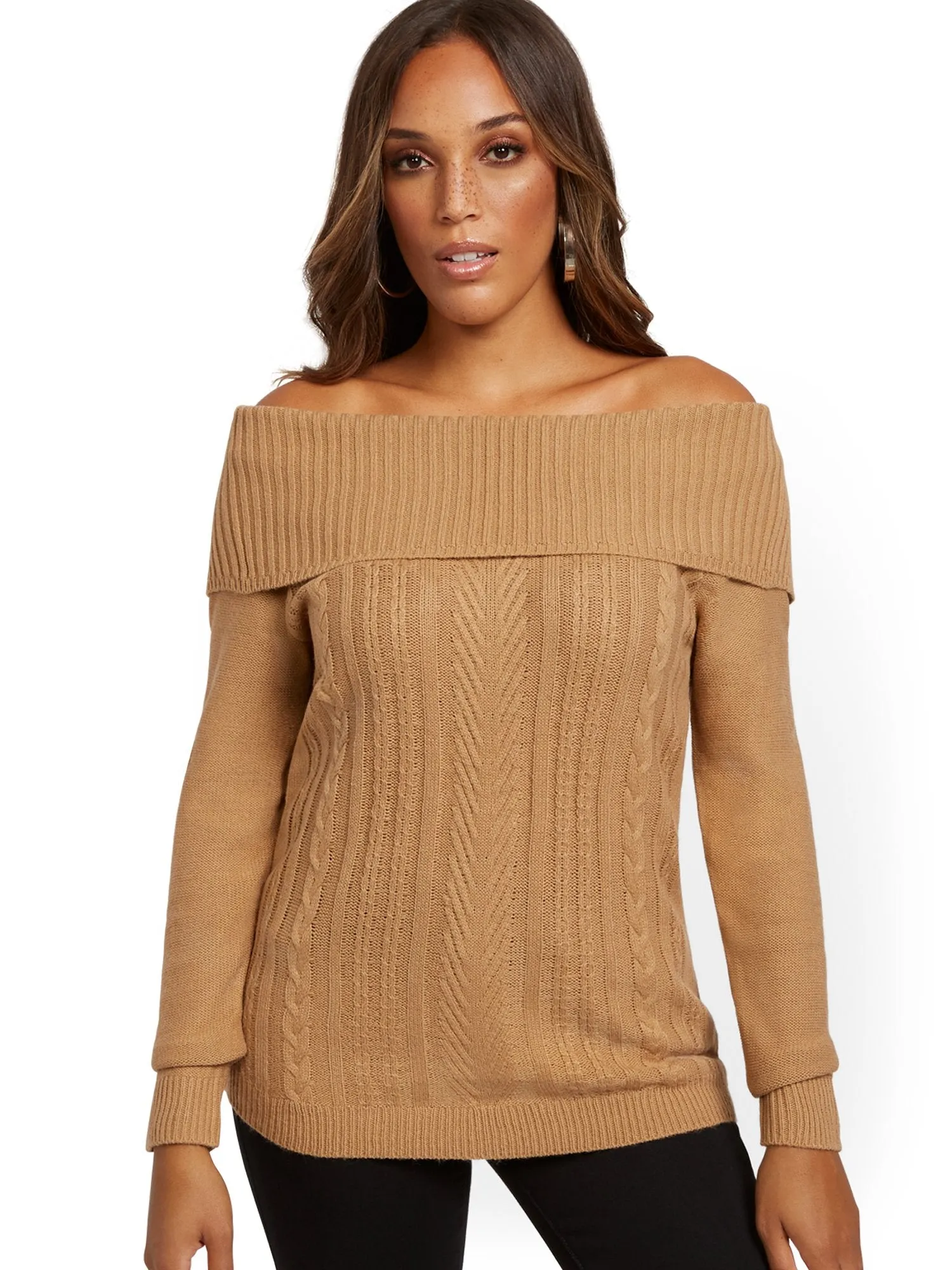 Off-The-Shoulder Bow-Back Sweater