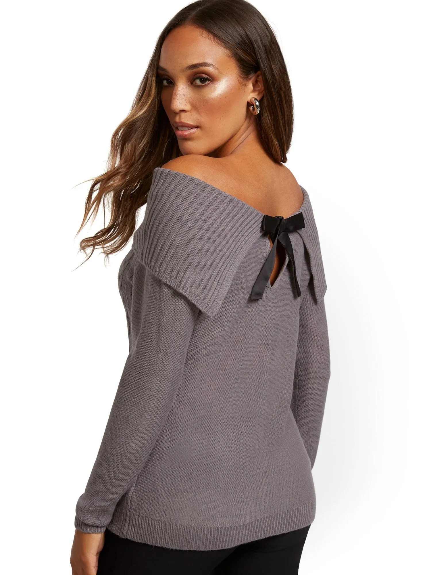 Off-The-Shoulder Bow-Back Sweater