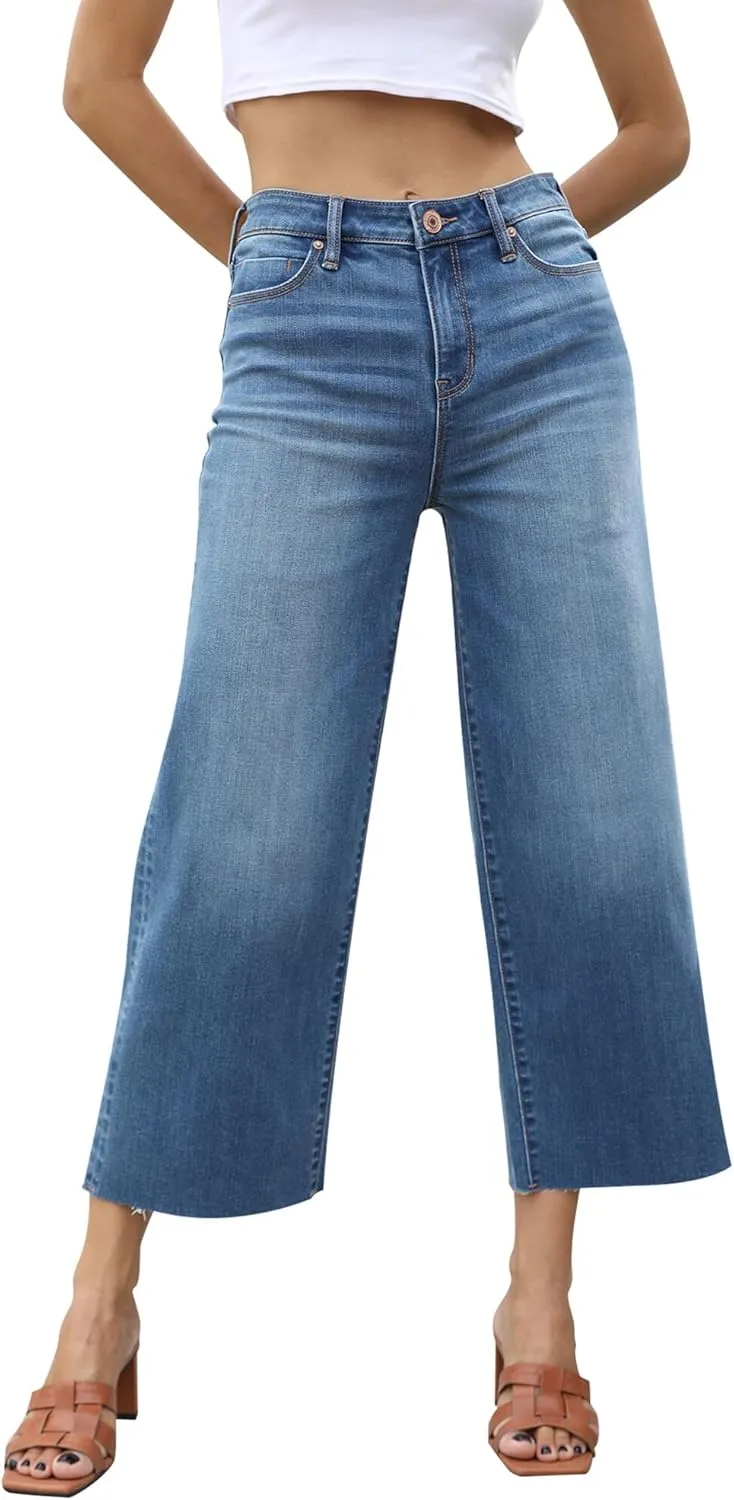 OFLUCK Women's Boyfriend Baggy Jeans High Waist Wide Leg Straight Denim Pants with Pockets