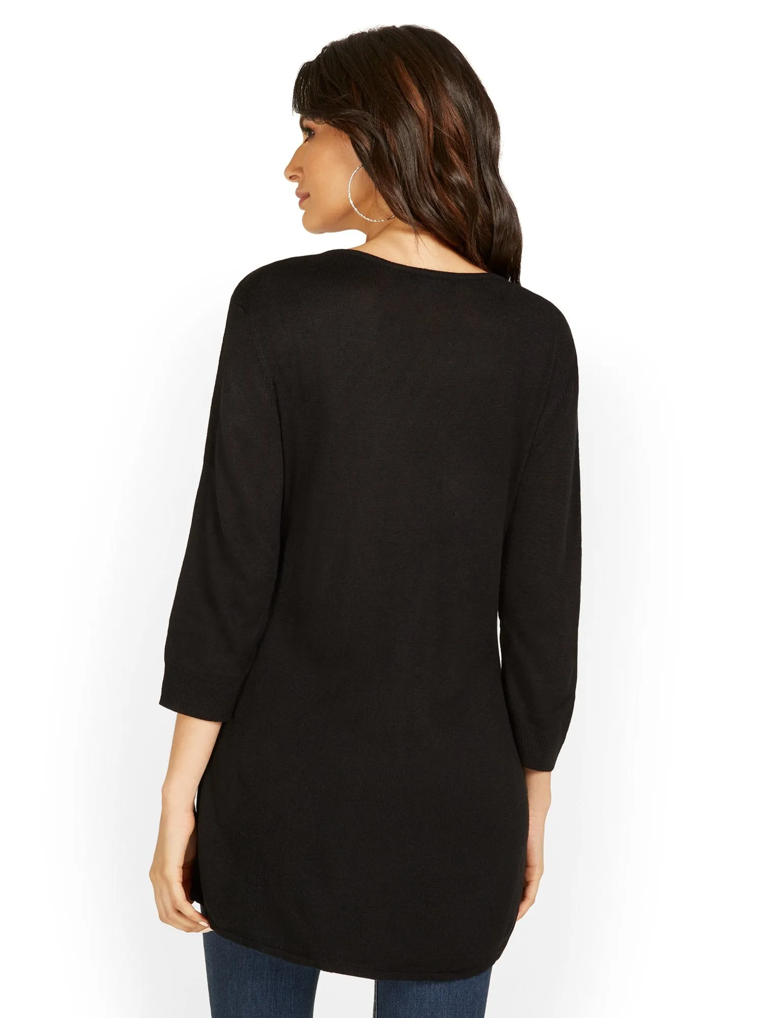 Overlap-Hem Tunic Sweater