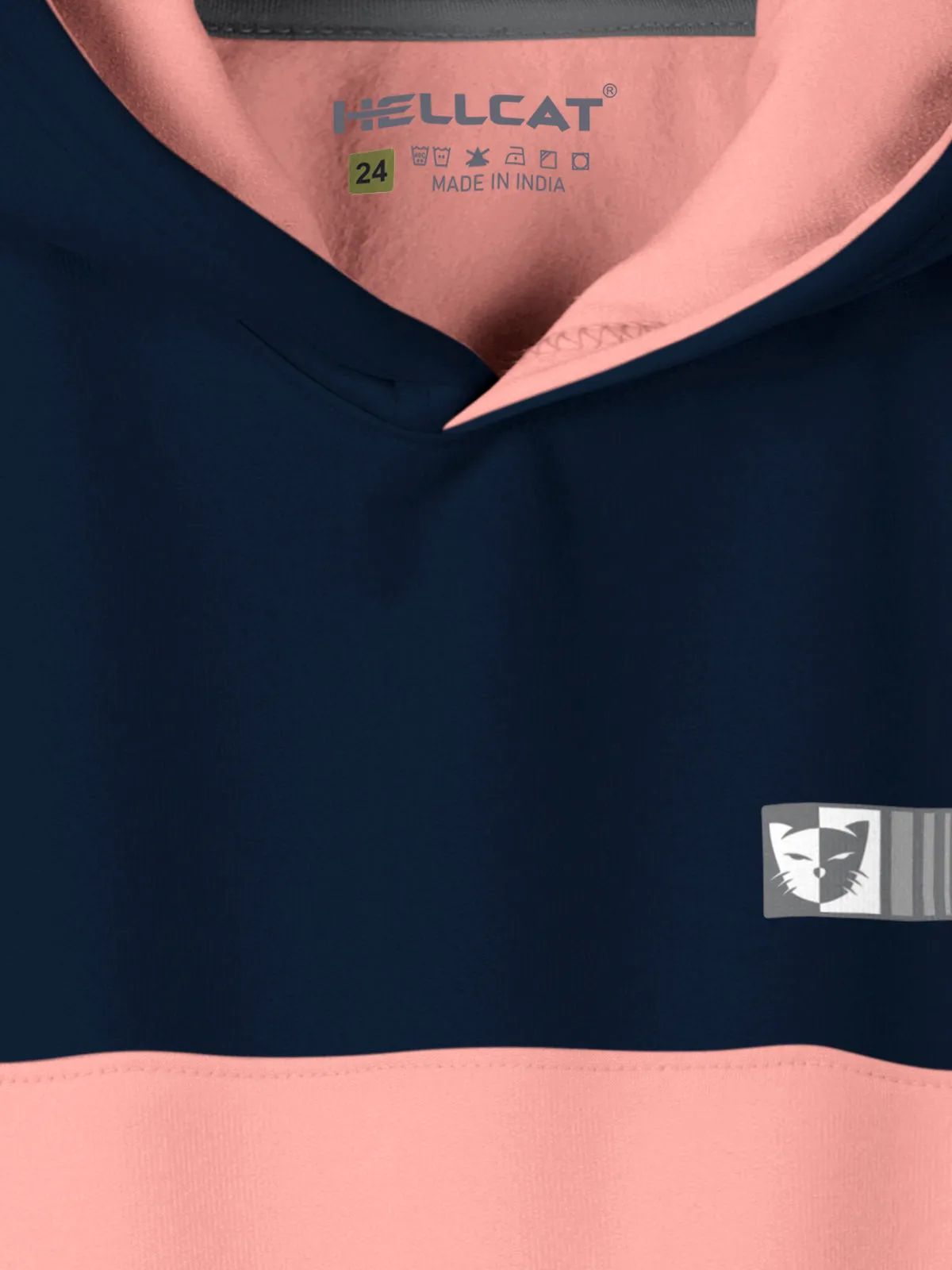 Peach Colourblocked Cotton Blend Hoodie Sweatshirt For Girls
