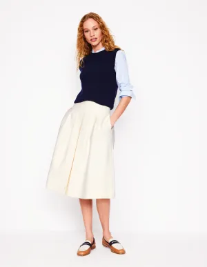 Pleat Detail Full Skirt-Ivory