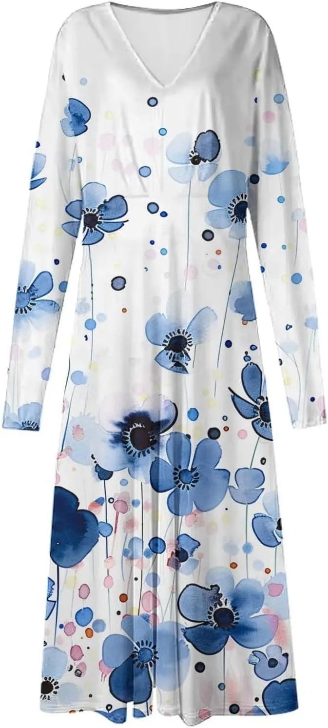 Pleated Loose Swing Midi for Women Flral Print Knee Length Plus Size Dress Crewneck Short Sleeve Wedding Guest Dress