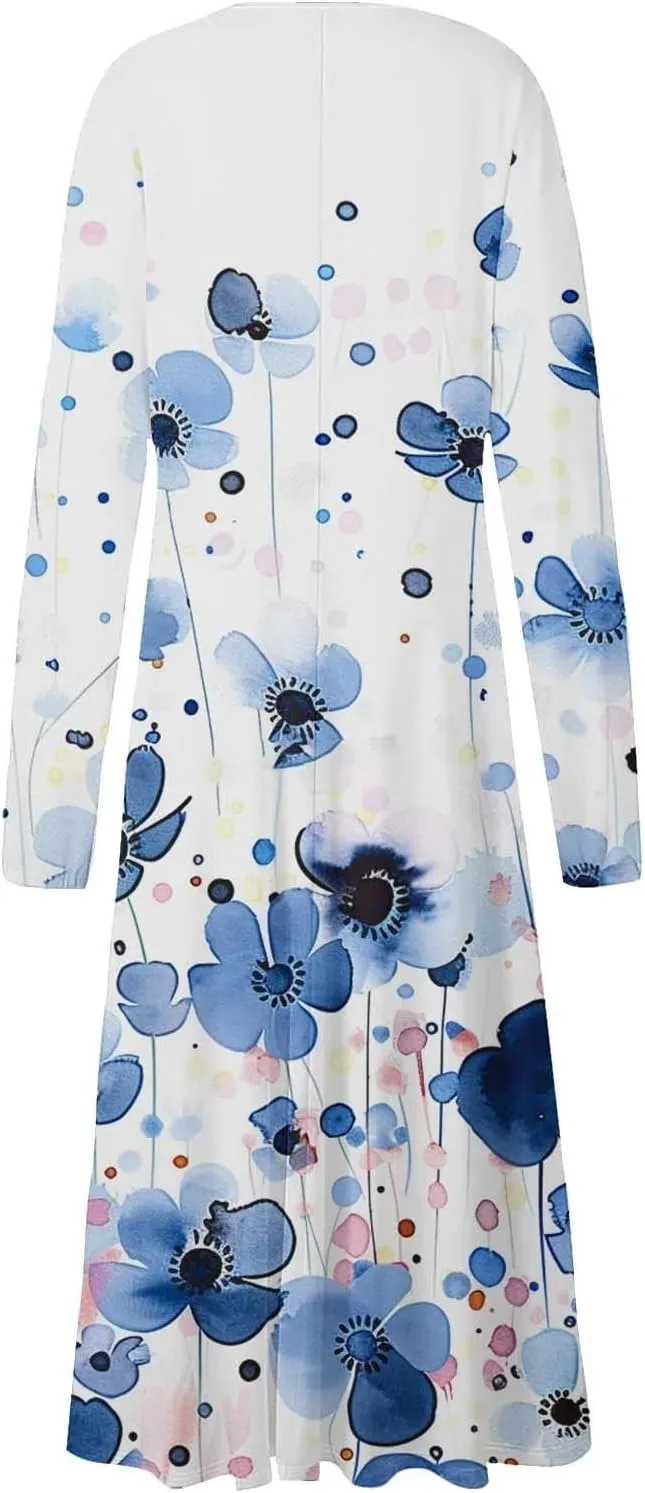 Pleated Loose Swing Midi for Women Flral Print Knee Length Plus Size Dress Crewneck Short Sleeve Wedding Guest Dress