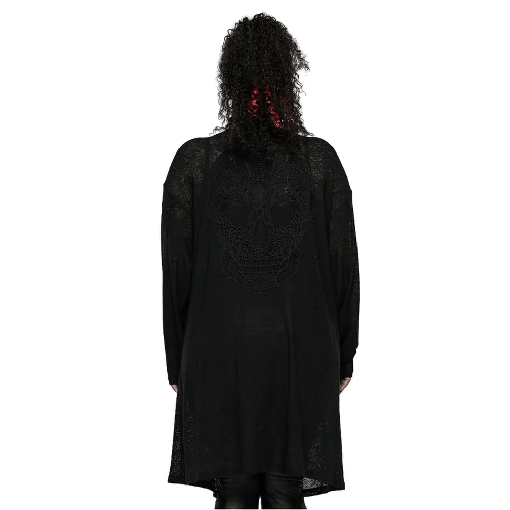 Punk Rave Black Skull Lace Knit Cardigan Asymmetrical