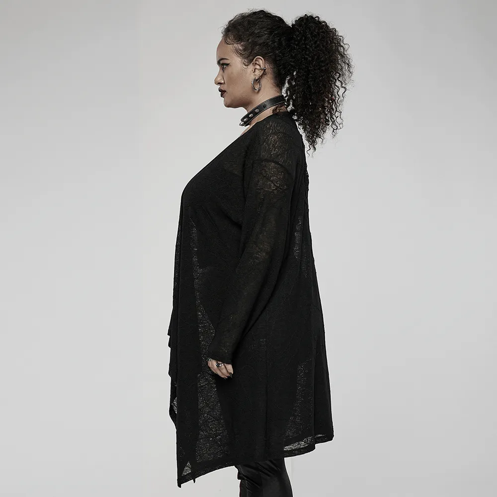 Punk Rave Black Skull Lace Knit Cardigan Asymmetrical