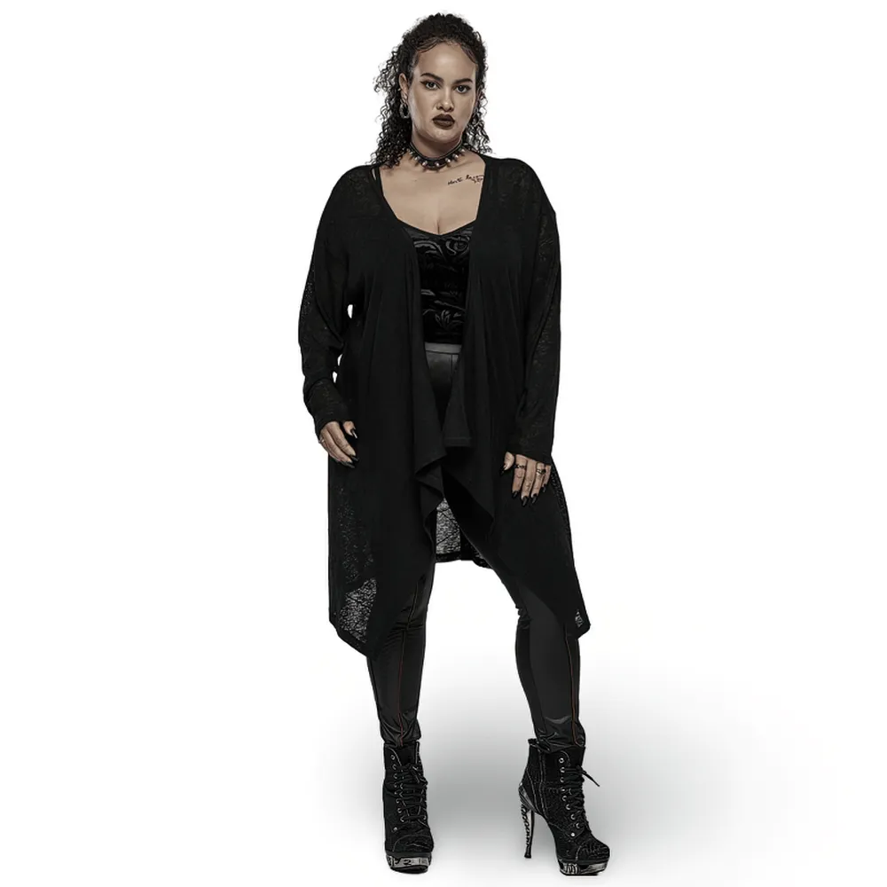 Punk Rave Black Skull Lace Knit Cardigan Asymmetrical