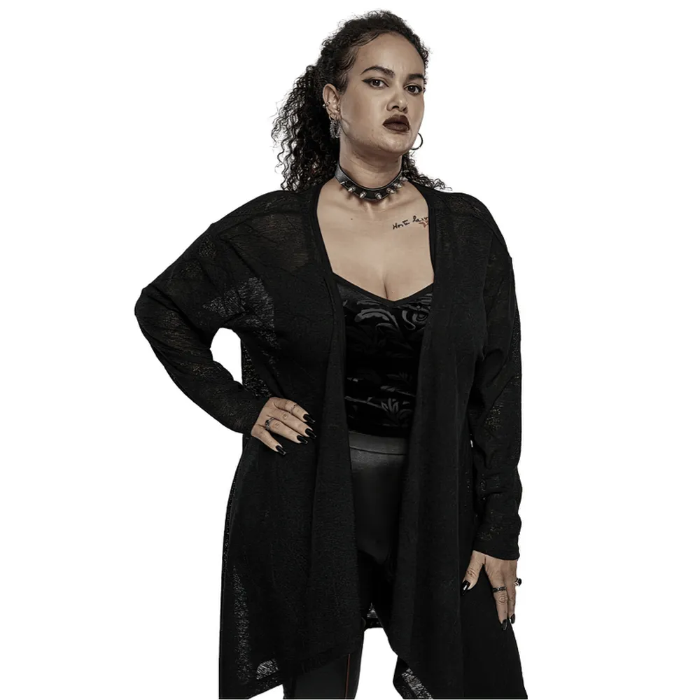 Punk Rave Black Skull Lace Knit Cardigan Asymmetrical