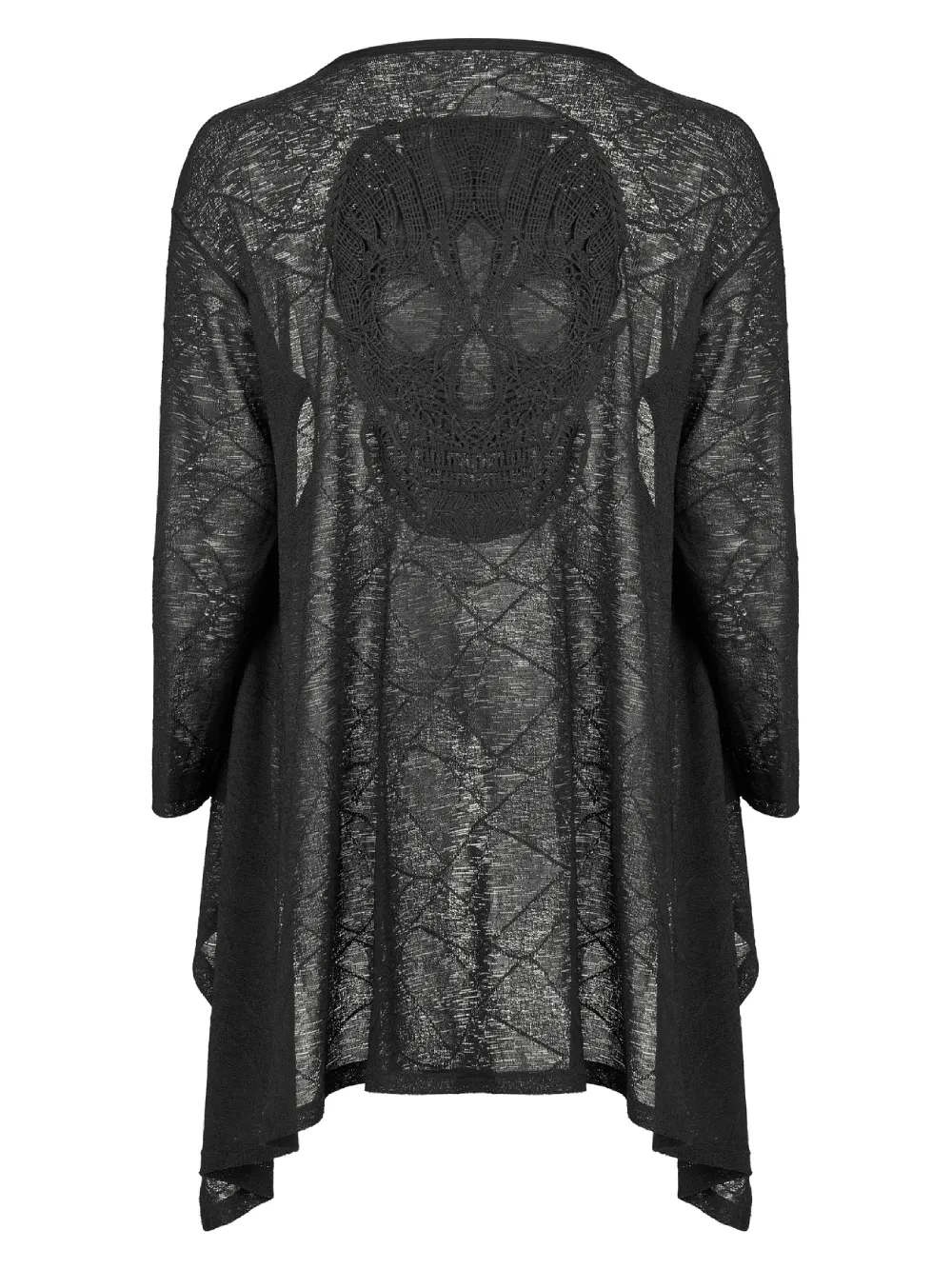 Punk Rave Black Skull Lace Knit Cardigan Asymmetrical